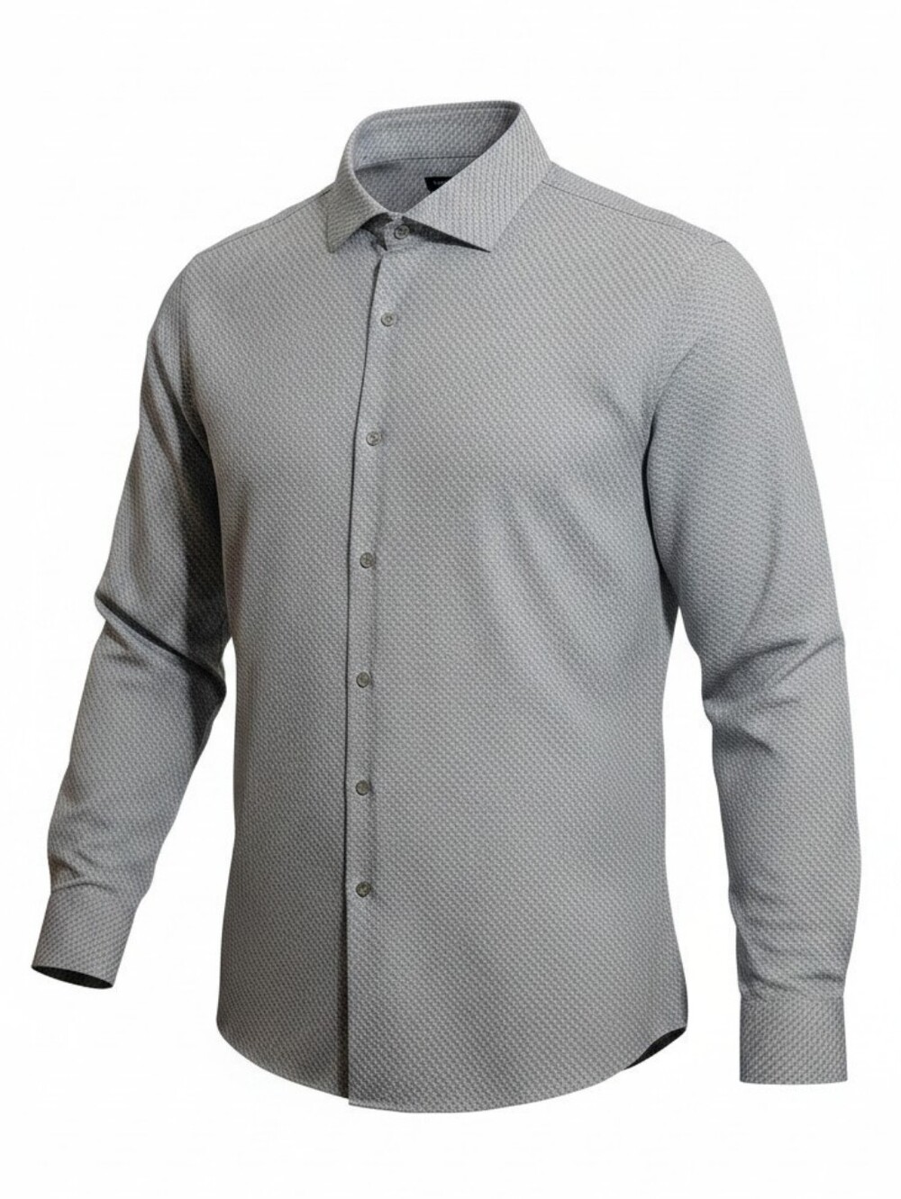 Van Heusen traveler men's slim fit 4 way stretch gray white print dress shirt XL